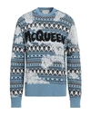 Alexander Mcqueen Man Sweater Sky Blue Size Xl Wool