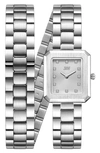 Jbw Women's Arc Double Stainless Steel Bracelet Watch, 23mm X 25mm In Silver