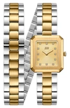 Jbw Women's Arc Double Stainless Steel Bracelet Watch, 23mm X 25mm In Two-tone