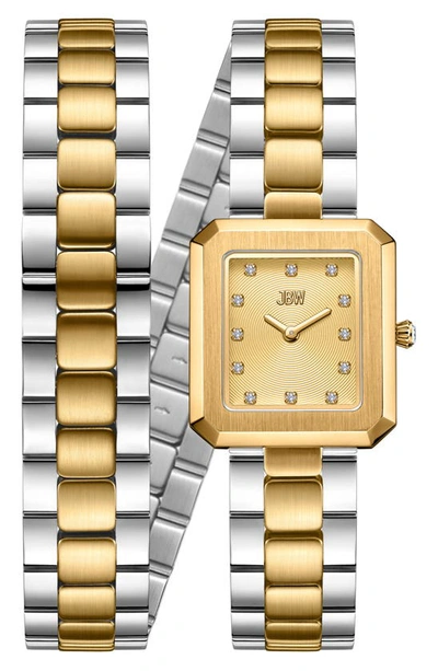 Jbw Women's Arc Double Stainless Steel Bracelet Watch, 23mm X 25mm In Gold / Gold Tone