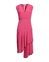 Twenty Easy By Kaos Woman Midi Dress Fuchsia Size 8 Acetate, Silk In Pink