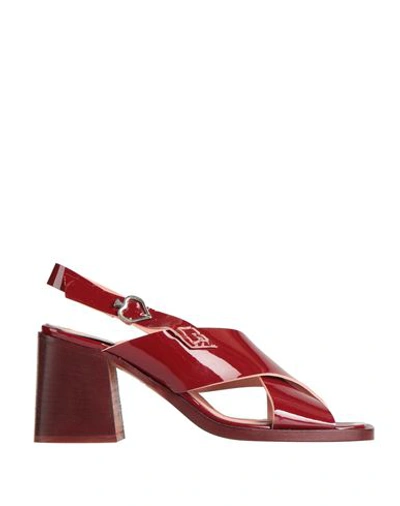 Lemaré Woman Sandals Brick Red Size 7 Soft Leather