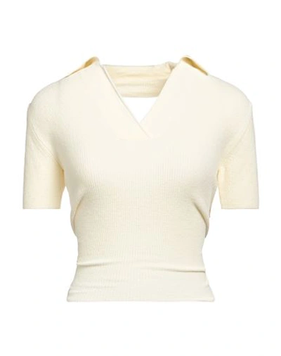Jacquemus Woman Sweater Cream Size 6 Cotton, Polyamide, Viscose In White