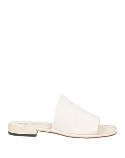 Tod's Woman Sandals Ivory Size 5.5 Soft Leather In White