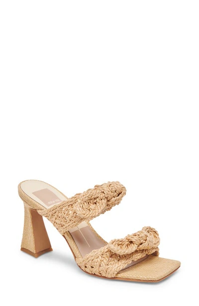 Dolce Vita Women's Niyah Slip On Bow High Heel Sandals In Light Natural Raffia