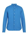 Altea Man Shirt Azure Size L Linen In Blue