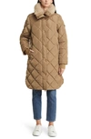 Lucky Brand Quilted Faux Shearling Jacket In Khaki