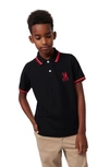 Psycho Bunny Kids' Apple Valley Tipped Piqué Polo In Black