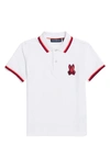 Psycho Bunny Kids' Apple Valley Tipped Piqué Polo In White