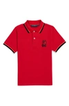 Psycho Bunny Kids' Apple Valley Tipped Piqué Polo In Brilliant Red