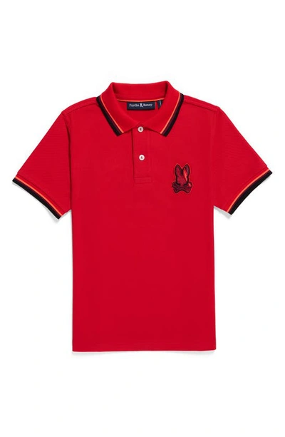 Psycho Bunny Kids' Apple Valley Tipped Piqué Polo In Brilliant Red