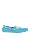 Swims Man Loafers Turquoise Size 12 Textile Fibers, Rubber In Blue
