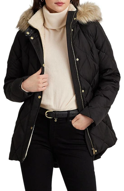 Lauren ralph lauren quilted down faux fur parka online