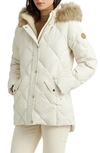 Lauren Ralph Lauren Faux-fur-trim Hooded Down Coat In Cream
