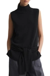 Reiss Gazelle - Black Casual Wool-cashmere Funnel Neck Sleeveless Top, S