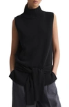 Reiss Gazelle - Black Casual Wool-cashmere Funnel Neck Sleeveless Top, Xs