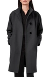 Bernardo Melton Wool Blend Coat In Black