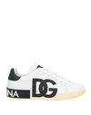 Dolce & Gabbana Calfskin Nappa Portofino Sneakers With Dg Logo Print In White