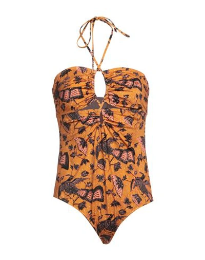 Ulla Johnson Minorca Halter One-piece Swimsuit In Mandarin