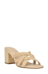 Calvin Klein Women's Terisa Strappy Square Toe Dress Sandals In Light Natural Leather