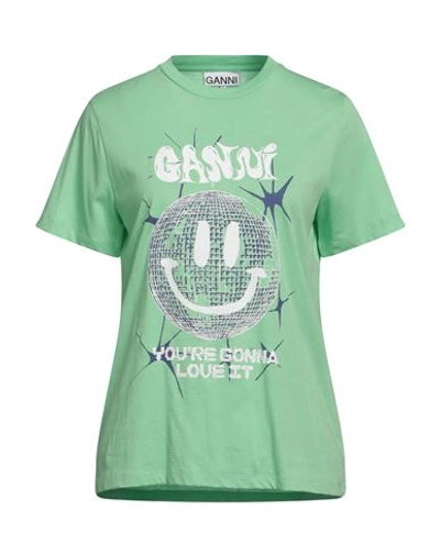 Ganni Green Disco Ball Graphic Print Organic Cotton T-shirt