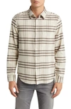 Nn07 Arne 5166 Plaid Cotton Flannel Button-up Shirt In Beige