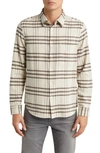 Nn07 Arne 5166 Plaid Cotton Flannel Button-up Shirt In Creme Check
