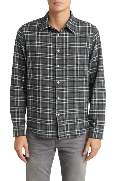 Nn07 Arne 5166 Plaid Cotton Flannel Button-up Shirt In Sable Check