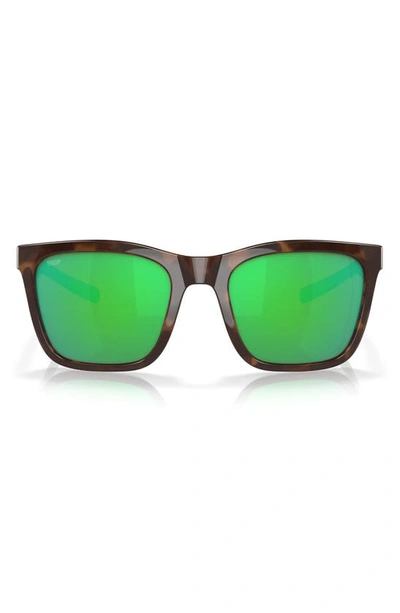 Costa Del Mar Panga 56mm Polarized Square Sunglasses In Green Mirror