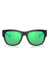 Costa Del Mar Caleta 55mm Mirrored Polarized Square Sunglasses In Black/ Green Mirror