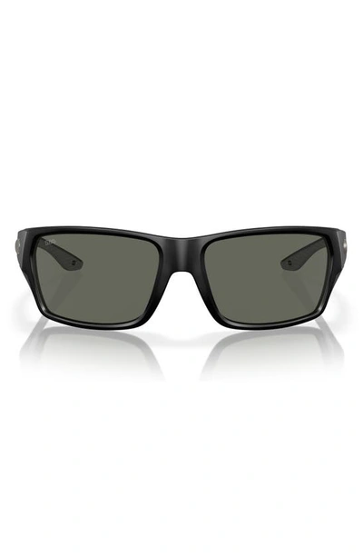 Costa Del Mar Tailfin 57mm Polarized Rectangular Sunglasses In Matte Black