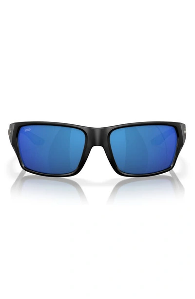 Costa Del Mar Tailfin 60mm Polarized Sunglasses In Black/ Blue Mirror