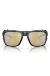 Costa Del Mar King Tide 8 60mm Polarized Rectangular Sunglasses In Black Silver