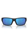 Costa Del Mar Tailfin 57mm Polarized Rectangular Sunglasses In Matte Black