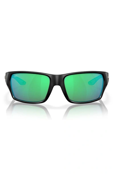 Costa Del Mar Tailfin 57mm Polarized Rectangular Sunglasses In Black Green