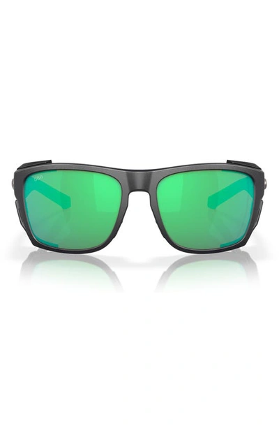 Costa Del Mar King Tide 6 58mm Polarized Rectangular Sunglasses In Green
