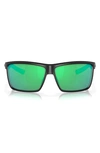 Costa Del Mar Rinconcito 60mm Polarized Rectangular Sunglasses In Black Green