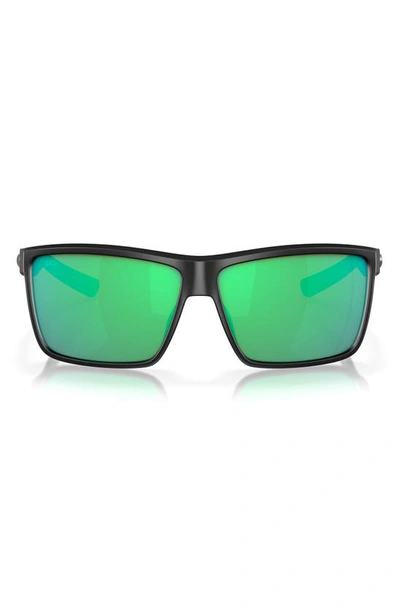 Costa Del Mar Rinconcito 60mm Polarized Rectangular Sunglasses In Black Green