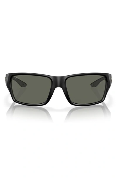 Costa Del Mar Tailfin 60mm Polarized Rectangular Sunglasses In Matte Black