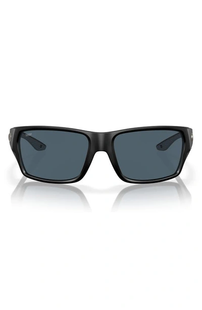 Costa Del Mar Tailfin 60mm Polarized Rectangular Sunglasses In Black Grey
