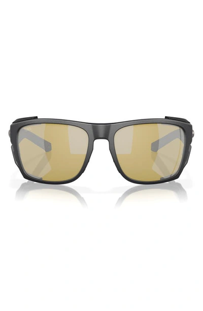 Costa Del Mar King Tide 6 58mm Polarized Rectangular Sunglasses In Black Silver