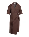 Ottod'ame Woman Midi Dress Cocoa Size 10 Cotton In Brown