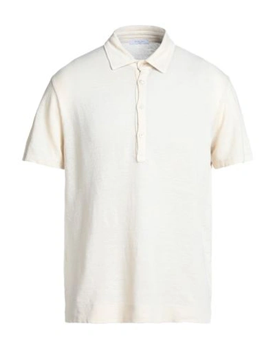Boglioli Man Polo Shirt Ivory Size Xxl Linen In White
