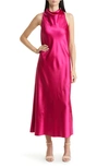 Anne Klein Cowl Neck Sleeveless Satin Maxi Dress In Pink