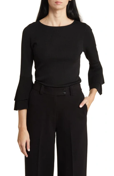Anne Klein Tiered Flare Sleeve Sweater In Anne Black