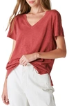 Lucky Brand Classic V-neck Cotton Blend T-shirt In Red