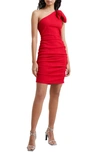 French Connection Sonya Ribbed One Shoulder Mini Dress In Lollipop Red
