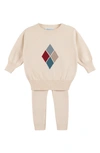 Feltman Brothers Argyle Sweater & Rib Pants Set In Ecru