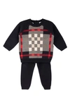Feltman Brothers Plaid Sweater & Pants Set In Navy
