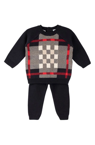 Feltman Brothers Babies'  Plaid Sweater & Pants Set In Navy